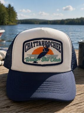 Water Ski Club Trucker Hat - Navy/White